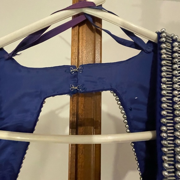 Vintage Gown, Midnight Blue with Silver Sequins and Beads - Picture 12 of 16